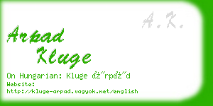 arpad kluge business card